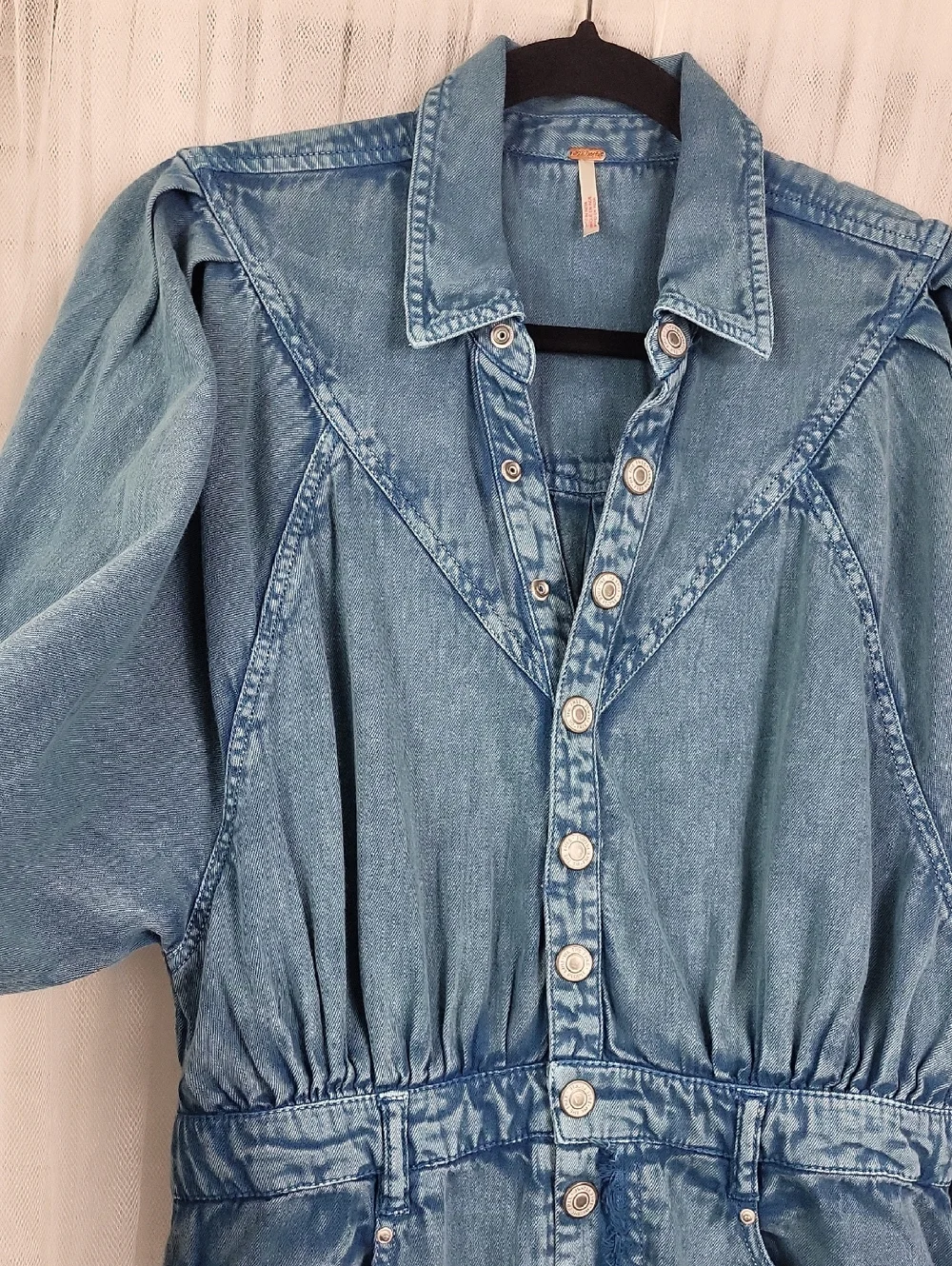 NWOT Free People mad love small denim midi dress‎ in Skyfall. Size M
